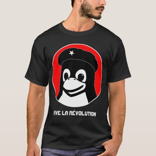 Tux Guevara (donker) - Vive la Rgovolution T-shirt (Voorkant)