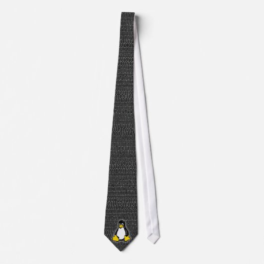 Tux Linux Logo Binary Black en White Stropdas (Voorkant)
