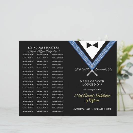 Tux Masonic Program Sjabloon Vrijmetselaar Station (Staand voorkant)