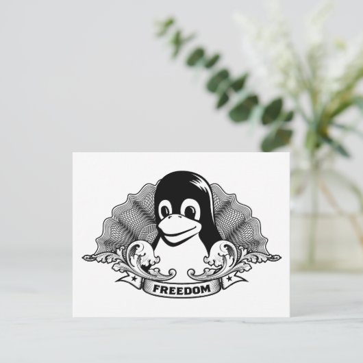 Tux Penguin - (Linux, Open Source, Copyleft, FSF) Briefkaart (Staand voorkant)