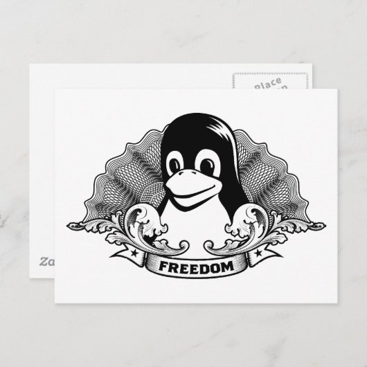 Tux Penguin - (Linux, Open Source, Copyleft, FSF) Briefkaart (Voorkant / Achterkant)