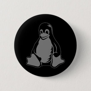 Tux Penguin - (Linux, Open Source, Copyleft, FSF) Ronde Button 5,7 Cm