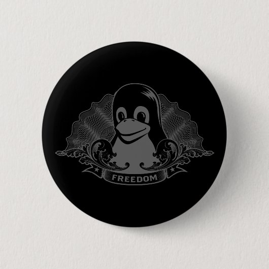Tux Penguin - (Linux, Open Source, Copyleft, FSF) Ronde Button 5,7 Cm (Voorkant)