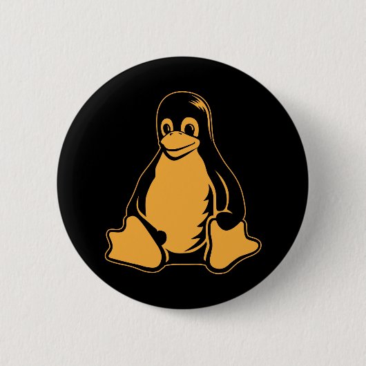 Tux Penguin - (Linux, Open Source, Copyleft, FSF) Ronde Button 5,7 Cm (Voorkant)
