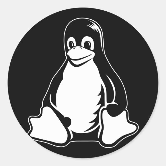 Tux Penguin - (Linux, Open Source, Copyleft, FSF) Ronde Sticker (Voorkant)
