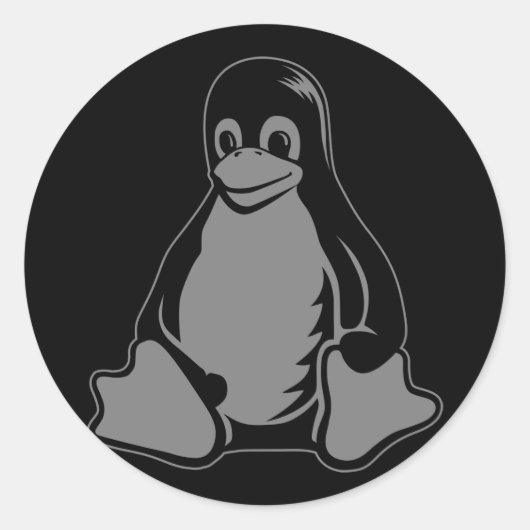 Tux Penguin - (Linux, Open Source, Copyleft, FSF) Ronde Sticker (Voorkant)