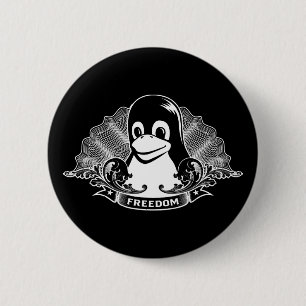 Tux Pinguïn - (Linux, Open Source, Copyleft, FSF) Ronde Button 5,7 Cm