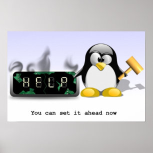 Tux Smash-klok-anti-zomertijd Poster