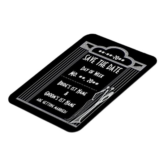 Tuxedo - Art Déco - Mariage Enregistrer Le Magnet  (Côté Gauche)