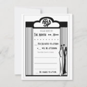 Tuxedo - Art déco - noir sur blanc carte RSVP (Devant)