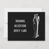 Tuxedo - Art déco - noir sur blanc carte RSVP (Dos)