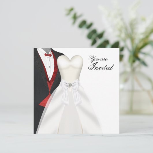 Tuxedo Ball Gown Black Cravate Party Invitations (Debout devant)