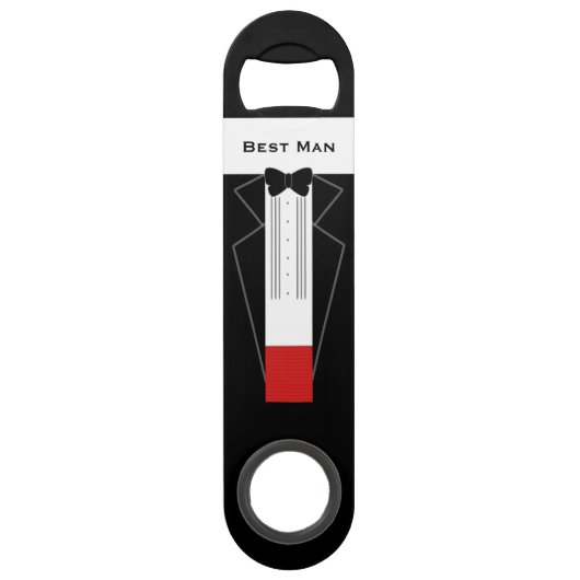 Tuxedo Best Man Merci Mariage Bottle Opener (Devant)