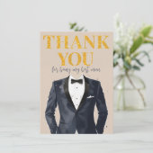 Tuxedo beste man bedankje bedankkaart (Staand voorkant)