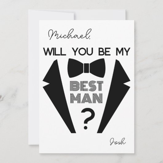 Tuxedo beste man zwart-wit voorstelkaart kaart (Voorkant)