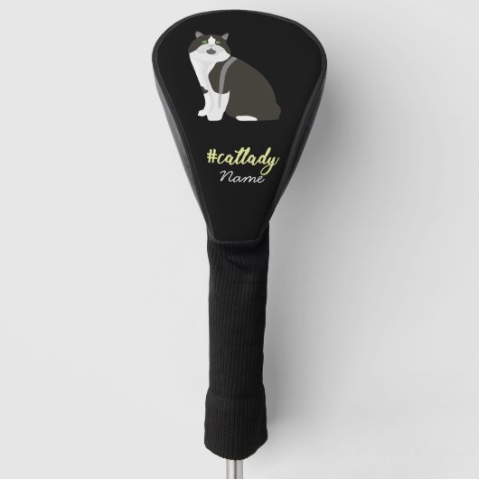 Tuxedo Black and White Cat for Cat Mam Golfer Golfheadcover (Voorkant)