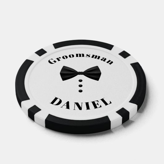 Tuxedo Black Bow Stropdas Groomsman Wedding Poker Chips (Enkel)