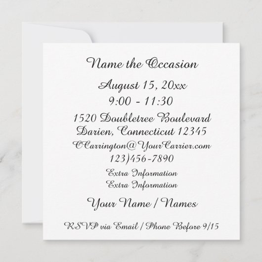 Tuxedo Black Cravate événement INVITATION (Dos)