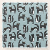 Tuxedo Black en White Cats Glazen Onderzetter (Voorkant)