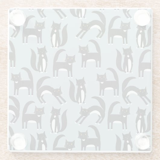 Tuxedo Black en White Cats Glazen Onderzetter (Achterkant)