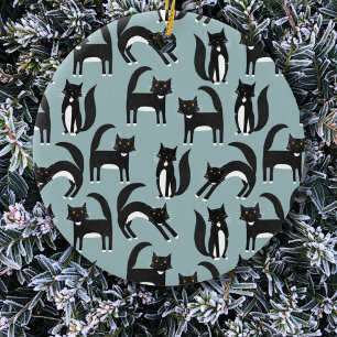Tuxedo Black en White Cats Keramisch Ornament