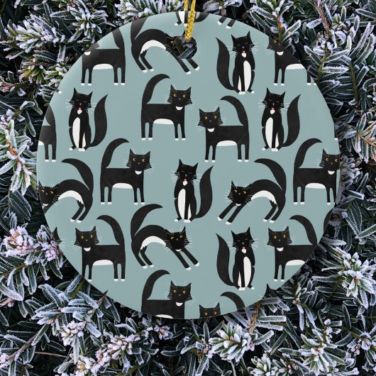 Tuxedo Black en White Cats Keramisch Ornament