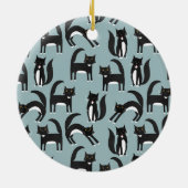 Tuxedo Black en White Cats Keramisch Ornament (Achterkant)