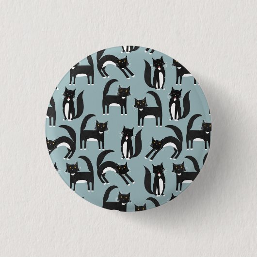 Tuxedo Black en White Cats Ronde Button 3,2 Cm (Voorkant)