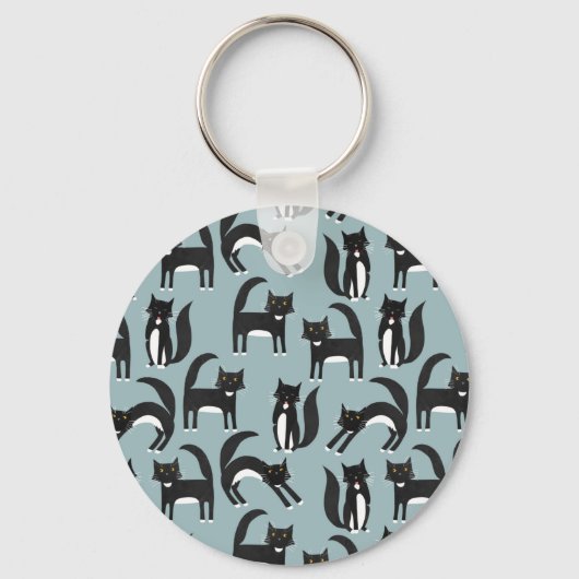 Tuxedo Black en White Cats Sleutelhanger (Achterkant)