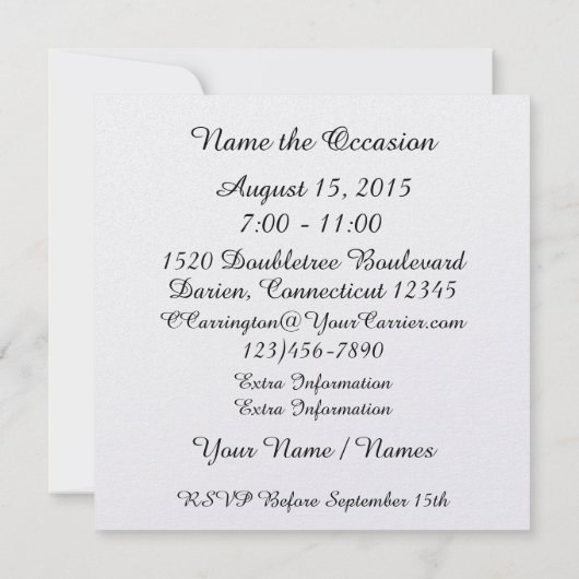 Tuxedo Black Stropdas Event INVITATION Kaart (Achterkant)