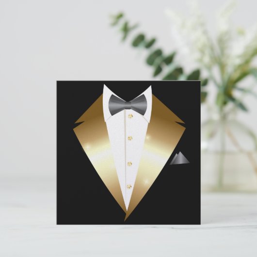 Tuxedo Black Stropdas Event INVITATION Kaart (Staand voorkant)