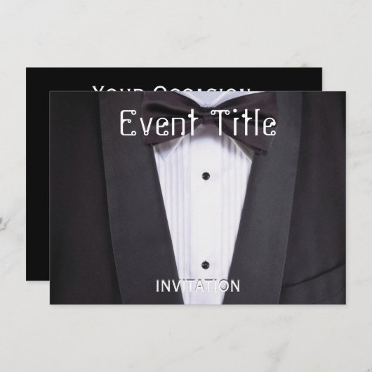 Tuxedo Black stropdas plechtige partij Kaart (Voorkant / Achterkant)