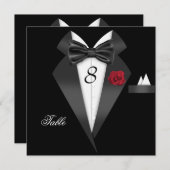 Tuxedo Black Table Number Seed Place Card Kaart (Voorkant / Achterkant)