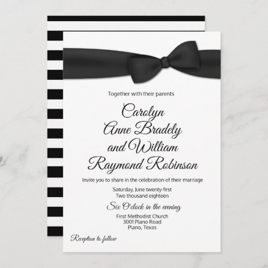 Tuxedo Bow Stropdas bruiloft uitnodiging (Voorkant / Achterkant)