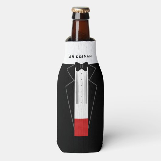 Tuxedo Bridesman Wedding Bottle Cooler (Fles Voorkant)