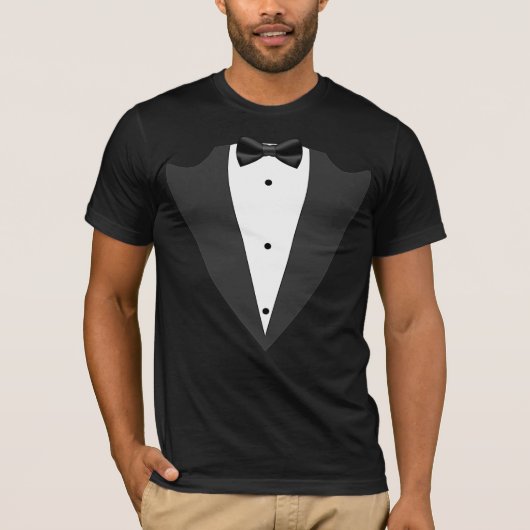 Tuxedo bruidsjonker, getuige zwart en wit t-shirt (Voorkant)