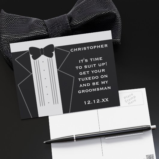 Tuxedo Bruiloft Beste Man Groomsman Uitnodiging