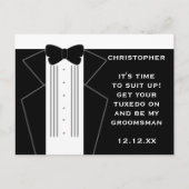 Tuxedo Bruiloft Beste Man Groomsman Uitnodiging (Voorkant)