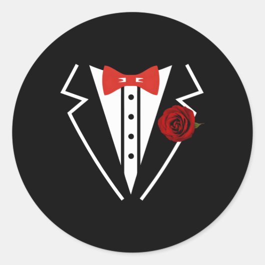 Tuxedo Bruiloft Fake Tux Bachelor Prom Bruiloft Ronde Sticker (Voorkant)
