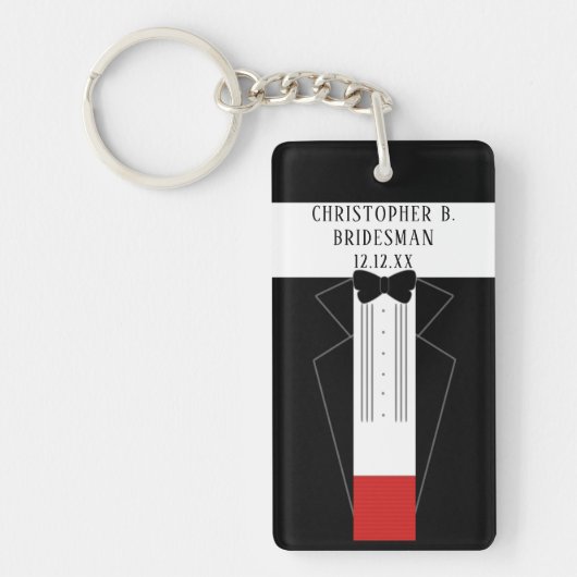Tuxedo Bruiloftsbruidsman Voorstel Acryl Sleutelha Sleutelhanger (Voorkant)