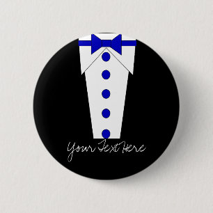 Tuxedo-Button (blauw) Ronde Button 5,7 Cm