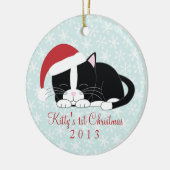 Tuxedo Cat Aangepaste kerstversieringen Keramisch Ornament (Links)