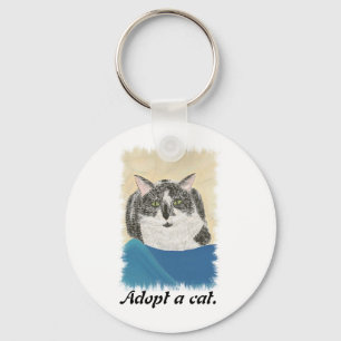 Tuxedo Cat Adopteer een sleutelhanger voor kattenp