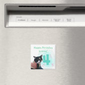 Tuxedo Cat Age Quatre heureux Magnets d'anniversai (In Situ (Lave-vaisselle))