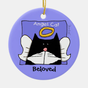 Tuxedo Cat Angel personaliseren Keramisch Ornament
