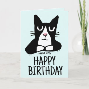 TUXEDO CAT ART BESTIE BIRTHDAY PANDA KAT KAART