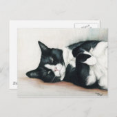 "Tuxedo Cat" Art Briefkaart (Voorkant / Achterkant)