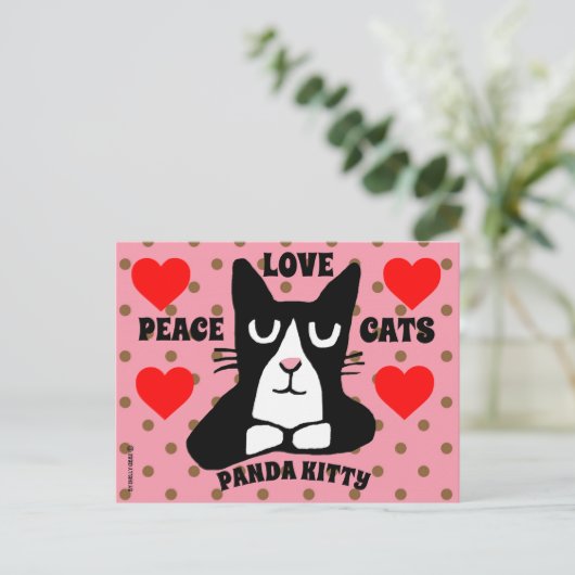TUXEDO CAT ART BRIEFKAARTEN, PANDA KITTY CAT BRIEF BRIEFKAART (Staand voorkant)
