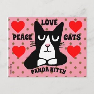 TUXEDO CAT ART BRIEFKAARTEN, PANDA KITTY CAT BRIEF BRIEFKAART