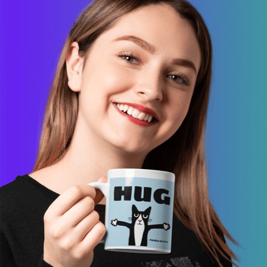 TUXEDO CAT ART COFFEE MOK, PANDA KAT CARTOON MOK